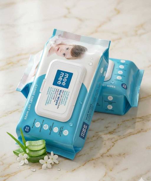 MeeMee Soft Gentle Baby Wet Wipes (Pack of 2 × 72 wipes) with Aloevera