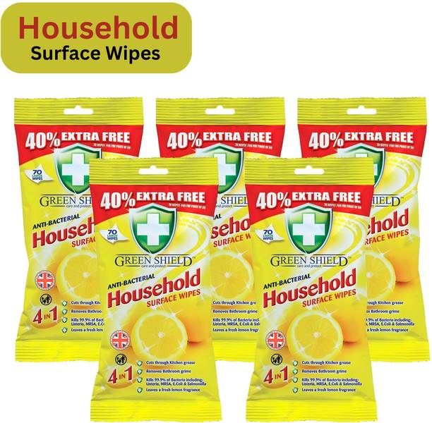 green shield Surface Household 70 Wipes 40% Extra Free Pack
