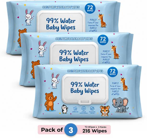 GLIDER 99% Pure Water Baby Wipes with Lid | Skin Nourishing & Cleansing | Pack of 3