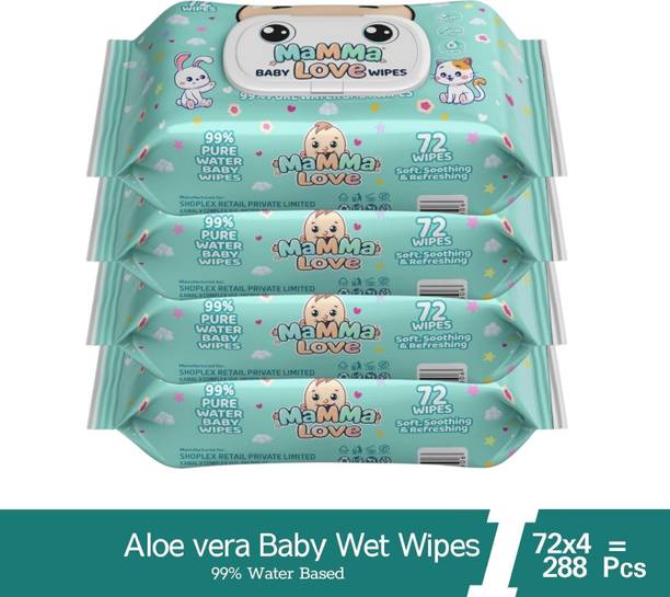 Mamma Love 99% Pure Water Baby Wet Wipes with Lid | Pack of 2 | 72 pcs/pack |