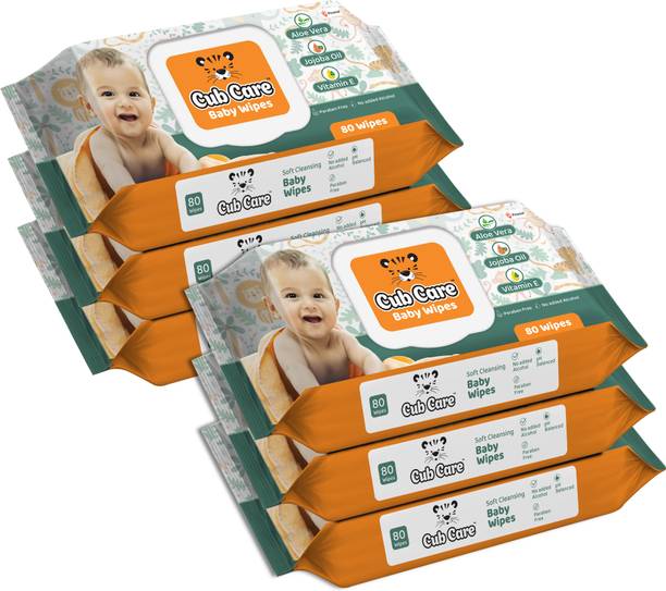 Cub Care Baby Wipes with Aloe Vera, Jojoba Oil, Vitamin E, Paraben Free