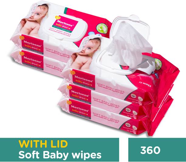 मॉरिसन बेबी ड्रीम्स Baby Wipes 72's Combo with lid - Pack of 5
