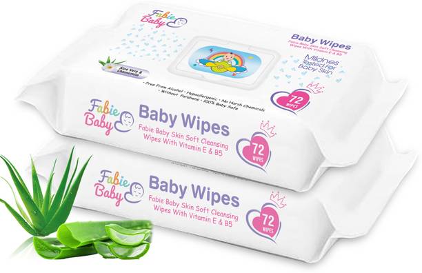 Fabie Baby Wipes for New Born Baby with Vitamin E & B5, 100% Paraben free, No Harsh