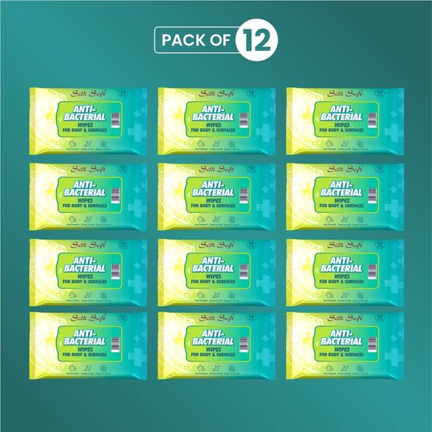 Silk Soft Antibacterial wipes 10 pulls PACK OF 12
