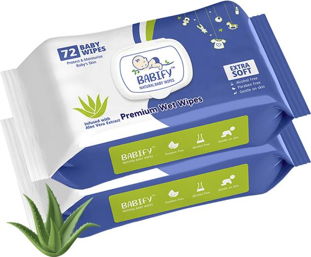 BabiFy Extra Soft Premium Baby Wipes With Aloe Vera | Rush & Paraben-Free (Pack of 2)