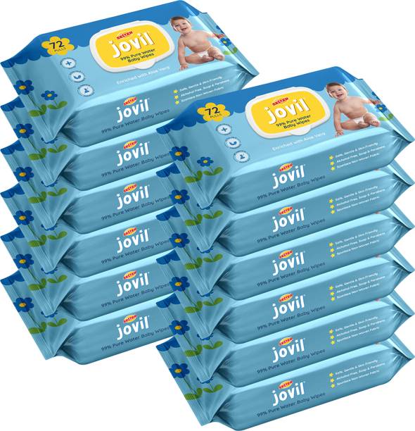 JOVIL Premium Baby Wipes 72 Pulls | 99% Pure Water Wipes | Soft&Skin Friendly for baby