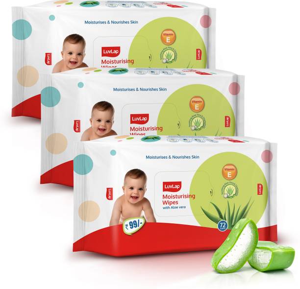 LuvLap Paraben Free wipes for baby with Aloe Vera, Fragrance Free, 72 wipes/pack