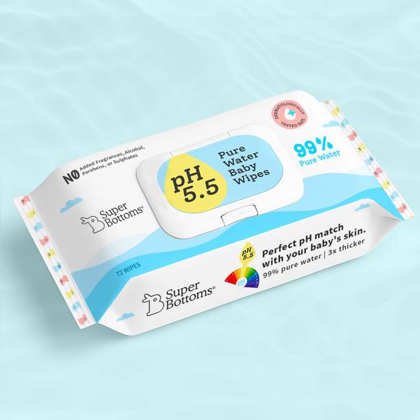 Superbottoms 99% Pure Water Baby Wipes for Newborn - Skin-Friendly | 5.5pH Formula -Pack of 1
