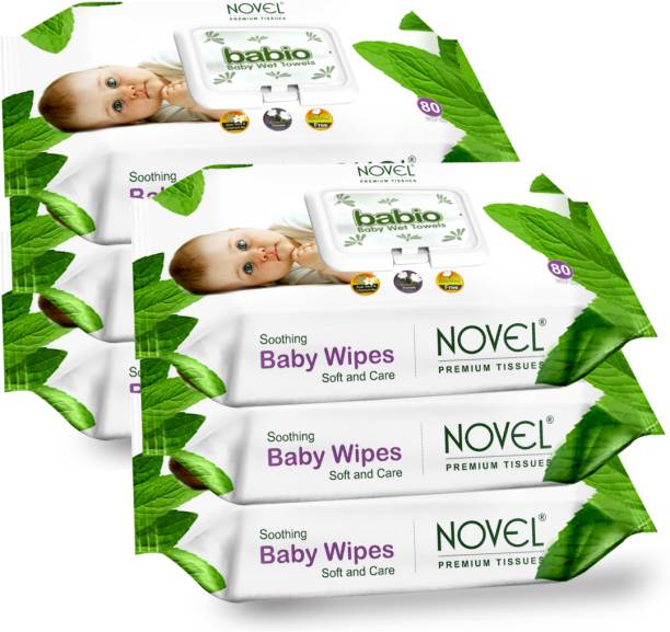 NOVEL Baby Wipes 80 Sheets pack of 6/with Lid