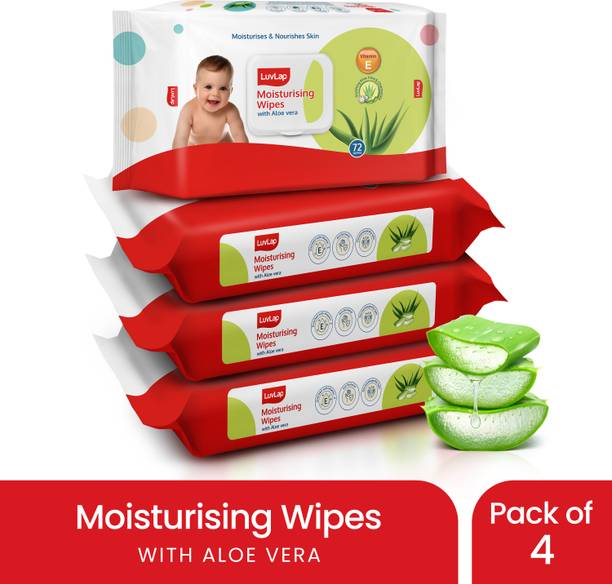 LuvLap Paraben Free wipes for baby with Aloe Vera, 72 wipes/pack with Lid