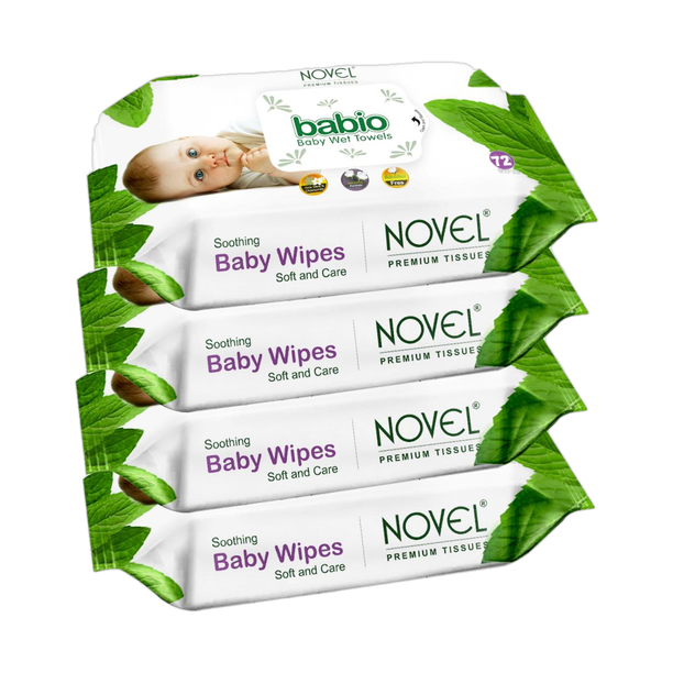 NOVEL Babio Baby Wipes 72 Sheets pack of 4