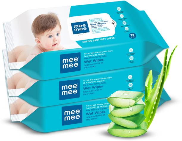 MeeMee Caring Baby Wet Wipes with Aloe Vera (72 pcs) (Pack of 3)