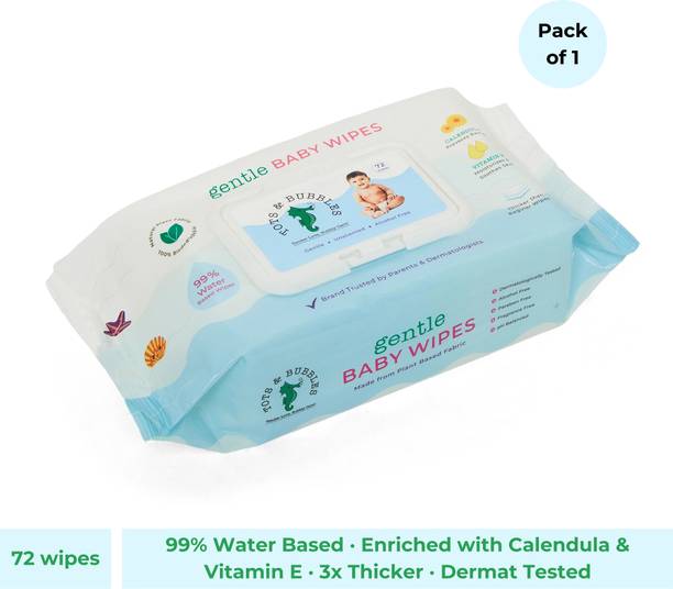 Tots & Bubbles Baby Wet Wipes with lid, Alcohol free, Natural plant fabric