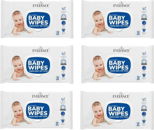 EVELANCE CARING BABY WET WIPES WITH LID 72 IN 1 PKT