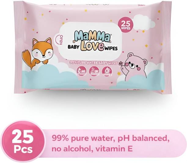 Mamma Love 99% Pure Water Baby Wet Wipes with Lid | Pack of 1 |