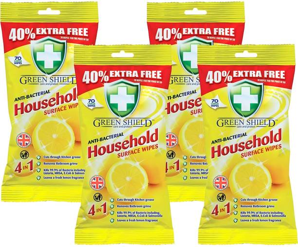 green shield Anti Bacterial Household Surface 70 Wipes Pack