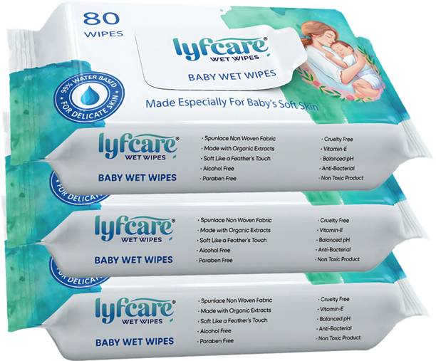 lyfcare Cleansing Baby Wipes with Aloe Vera and Vitamin E, For Baby's Soft Skin