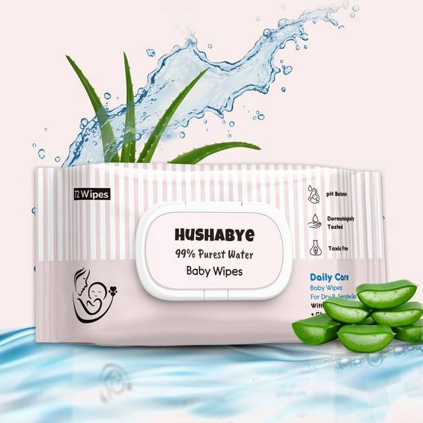 Hushabye Soft Baby Wet Wipes with AloeVera And Glycerin, Clinically Tested with Lid