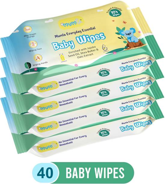 Mumta Soft Cleansing Baby Wipes with Jojoba Oil & Shea Butter,Paraben Free(40) Wipes