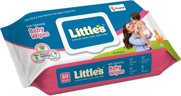 Little's Soft Cleansing Baby Wipes with Aloe Vera, Jojoba Oil and Vitamin E, Lid Pack