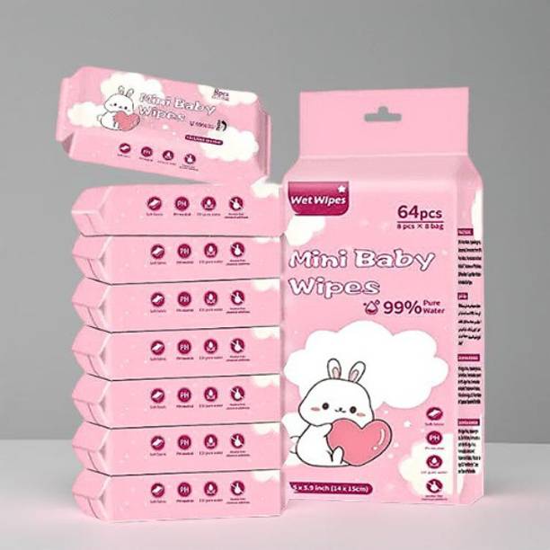 AshmakamMart Mini Baby Face Wipes Water Based Wet Tissue for Gentle Cleaning