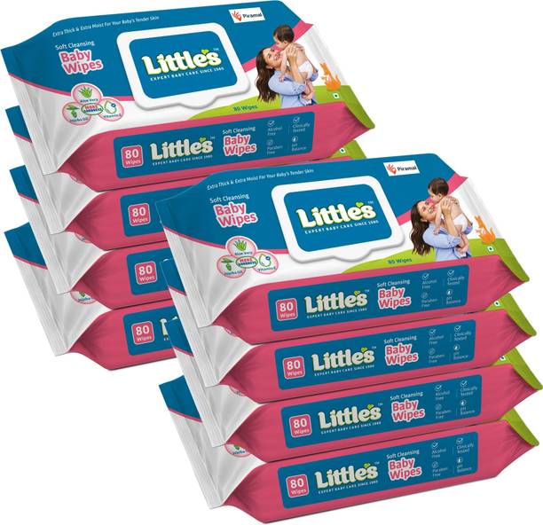 Little's Soft Cleansing Baby Wipes with Aloe Vera, Jojoba Oil and Vitamin E, Lid Pack