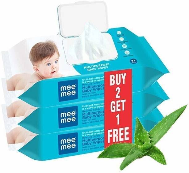 MeeMee wet wipes with lid pack of 3 72 count each (3 Wipes)