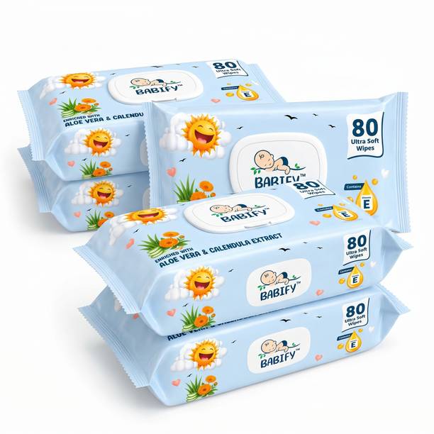 BabiFy Baby Wipes 80 Sheets Pack of 5 Combo with LID | 3X Thicker & Softer Wipe
