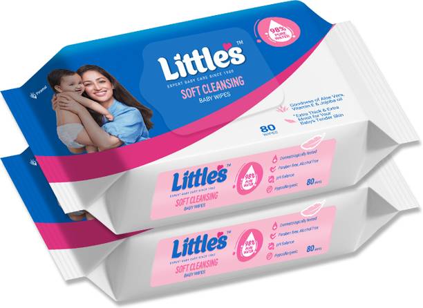 Little's Soft Cleansing Baby Wipes with Aloe Vera, Jojoba Oil and Vitamin E (160 Wipes)