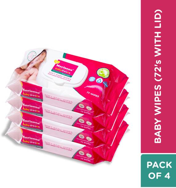 Morisons Baby Dreams Baby Wipes 72's Combo with lid - Pack of 4