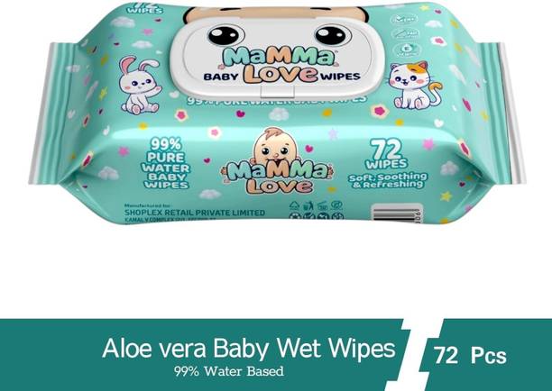 Mamma Love 99% Pure Water Baby Wet Wipes with Lid | Pack of 1 | 72 pcs.