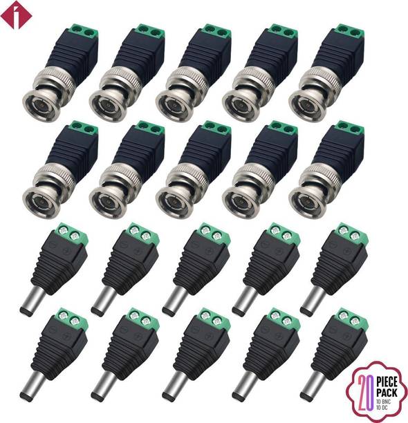 IMPROX POWERBNC-20 CCTV Kit (BNC10 + DC10) Male Connectors for DVRs, DC Power Supply, Surveillance Cameras Wire Connector