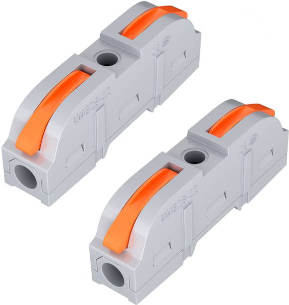 Woodtula Splicing Electrical Connectors for Circuit (2pcs, 1 to 1 Inline, Orange) Lever Wire Connector