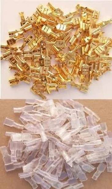 SK TRADERS 6mm Electrical Wire Cable Thimble + Thimble Cover Lugs Crimp Thimble with Transparent Plastic Insulating Sleeves 100+100 Pcs Thimmble with Transparent Silicon Plastic Insulating Sleeves for PCB Wire Connector