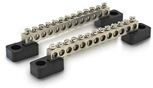 GLOBOMOTIVE 12 Ways Neutral Link Grounding Bar for Cable Looping and Earthing with Bakelite neutral link grounding bar for cable looping and earthing 12 ways Wire Connector