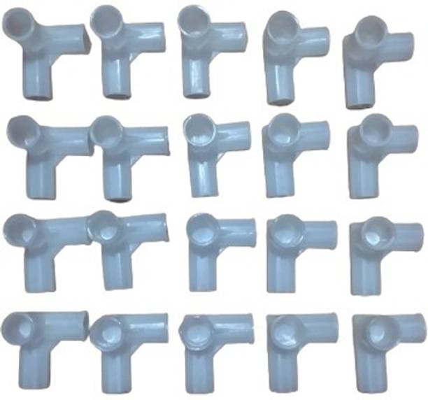 CHAAK 4 Pole Plastic Connector for Shoe Cabinet Rack Wardrobe (White Pack of 20) Shoe Rack Connecter & Wardrobe Jointer Wire Connector