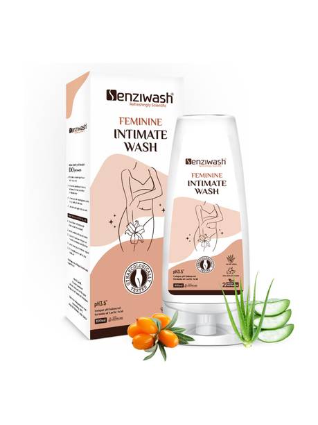 senziwash Vaginal wash/feminine intimate wash, vaginal hygiene for women, Experts in Intimate Hygiene, pH Balanced Scientific Intimate care with Natural ingredients, Enriched with Aloe and Sea Buckthorn, Prevents infection, dryness, and itching. Intimate Wash