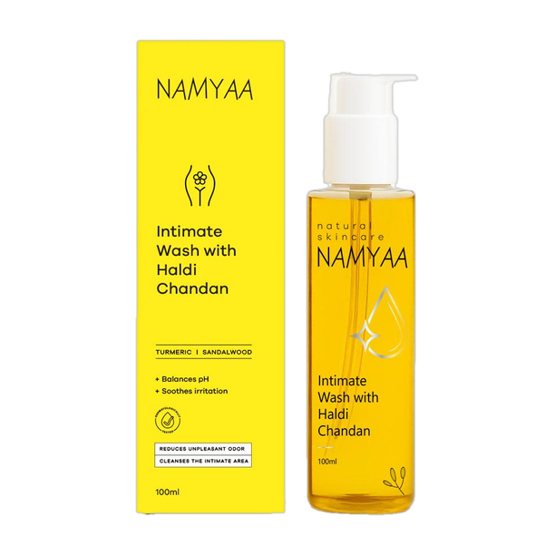 Namyaa Haldi Chandan Hygiene Wash | With Germ and Odour Protection | pH Balanced Intimate Wash
