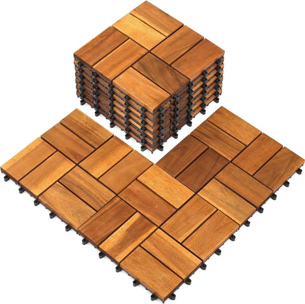 HomeFast Deck Tiles with Interlocking |Wood Floor Decking Water Resistant Tile Solid Flooring