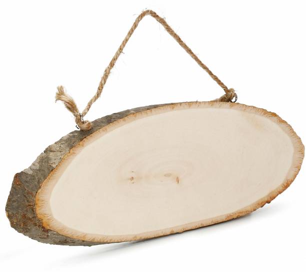 ITSY Bitsy WOODEN NATURAL BARK OVAL W/ROPE L9XW26 CM1 PC Teak Wood Veneer