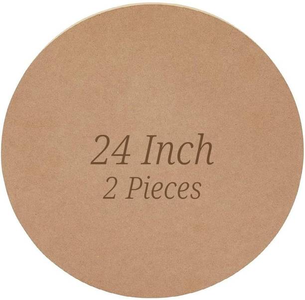 NOZOMI 24 Inch (2 Pieces) MDF - Round Wood Boards - Circles for Art, Craft, Resin Pine Wood Veneer