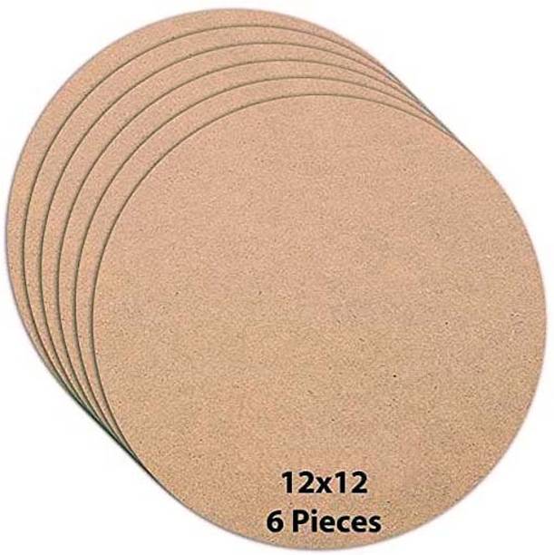 MAANSARU Unfinished MDF Wood Round Circle 2.5 mm Thick 12 inch Board for Art and Craft for Resin Art, Mandala Art, Pyrography, Painting ( Set of 6 ) Wood Veneer (30 cm x 30 cm) Pine Wood Veneer