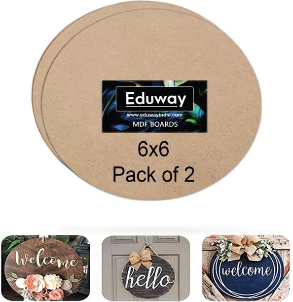 Eduway Round MDF 6 inch (Pack of 2) for Art and Craft, Mandala Art, Painting - 4mm Ash Japanese Wood Veneer