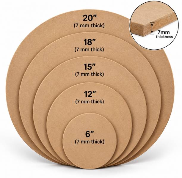 Swastikalaresin Round MDF Board 7 mm Thick for DIY Art Painting Resin Craft and Home Decoration Pine Wood Veneer