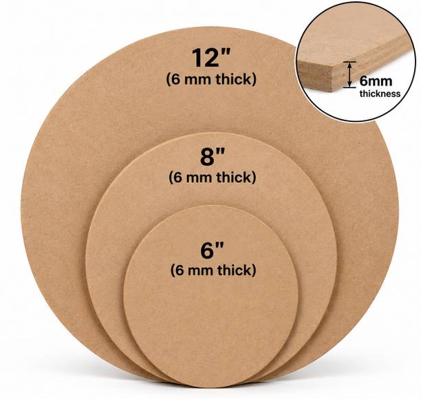 Swastikalaresin Round MDF Board 15.24 cm Diameter 6 mm Thick for DIY Art and Resin Craft Pine Wood Veneer