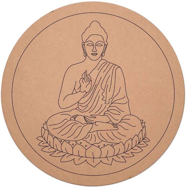 Asmi Collections Premarked Meditating God Buddha Cutouts for DIY Craft Work, Home Decoration Pine Wood Veneer