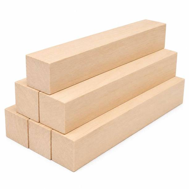 ROYAL GLOBAL Unfinished Rectangular Wood Blocks 25 MM 12 Inch 4 PCS (12 x 1 x 1) Inch) Pine Wood Veneer