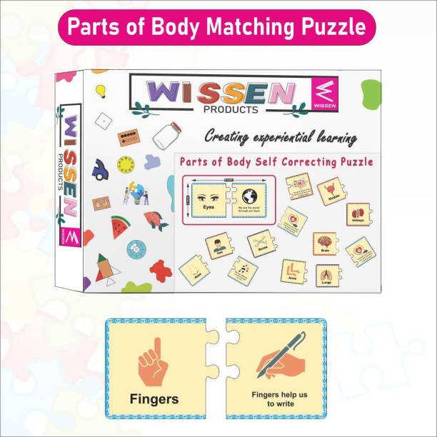 WISSEN Wooden Parts of Body Self Correcting Matching Puzzle for kids Wooden Geometric Object