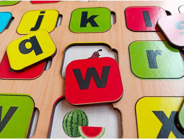 WISSEN Wooden Capital Alphabet matching with pictures puzzle -12*9 inch WET_37A Wooden Geometric Object