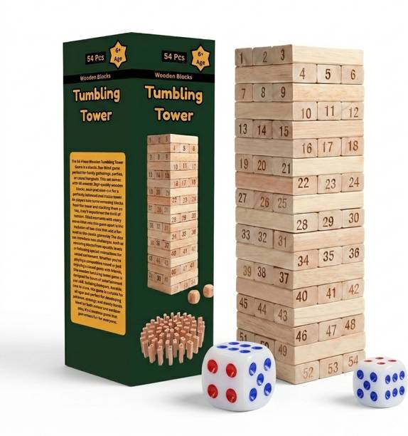 VAIKAL WOODEN STACKING TUMBLING TOWER MINI 54 PCS